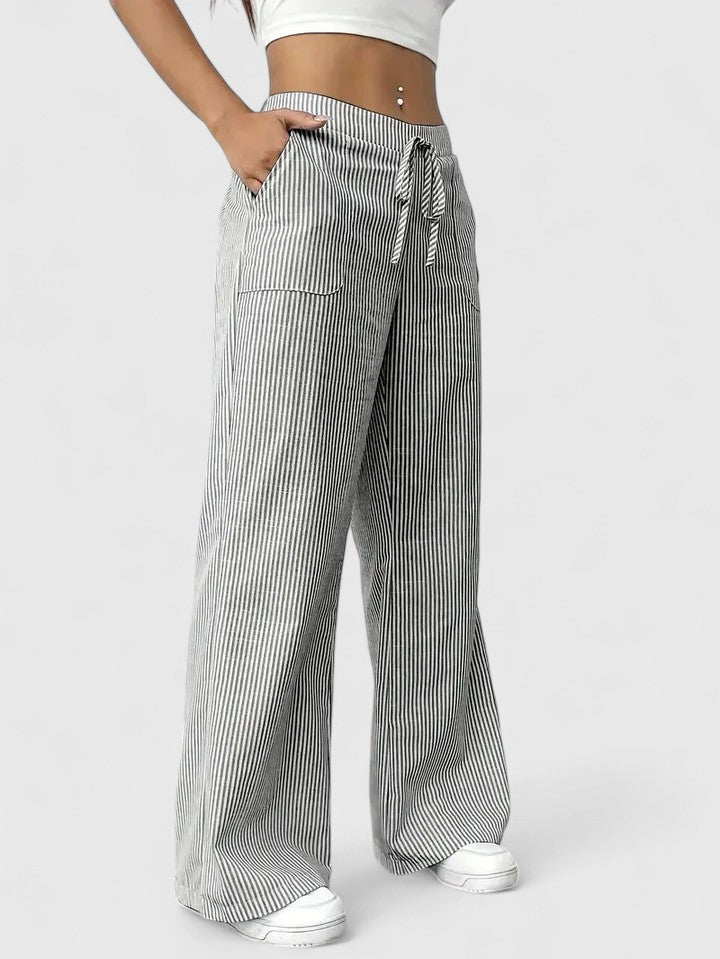 Ladies' Trousers with Elastic Waist and Wide Legs