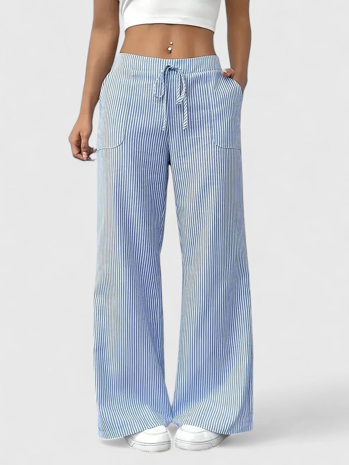 Ladies' Trousers with Elastic Waist and Wide Legs