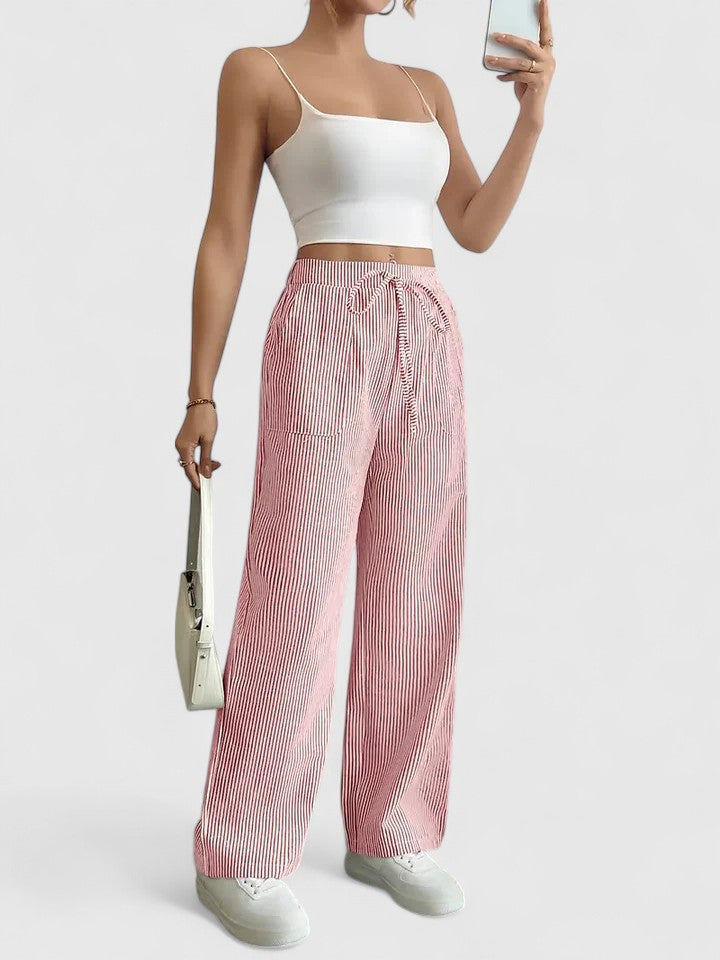 Ladies' Trousers with Elastic Waist and Wide Legs