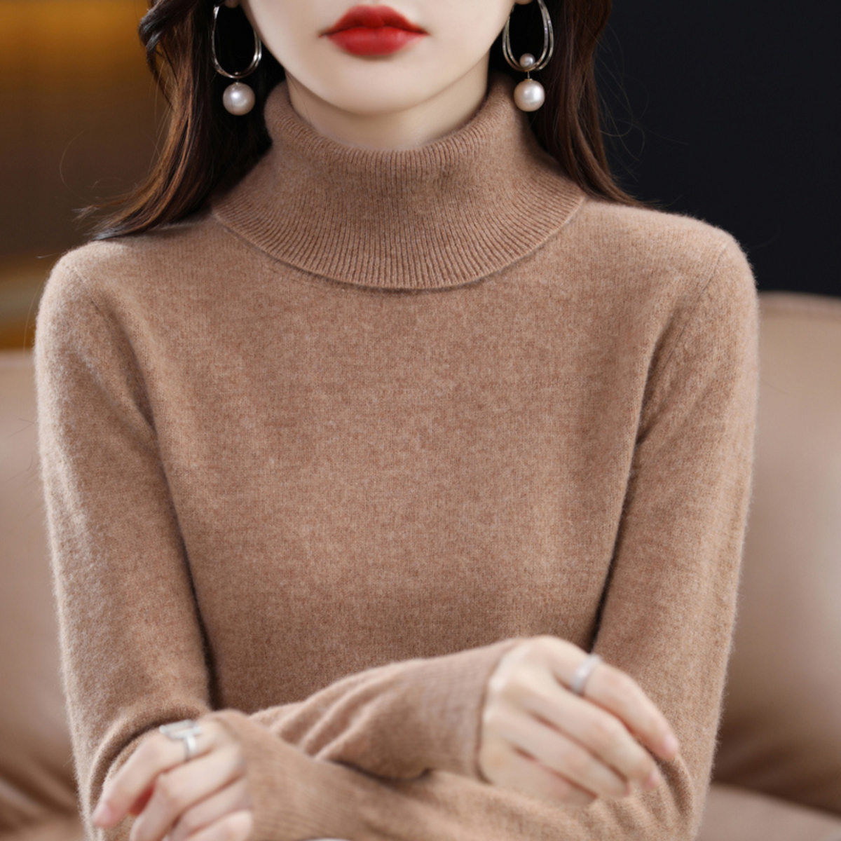 Women's Slim Fit Long Sleeve Turtleneck Sweater