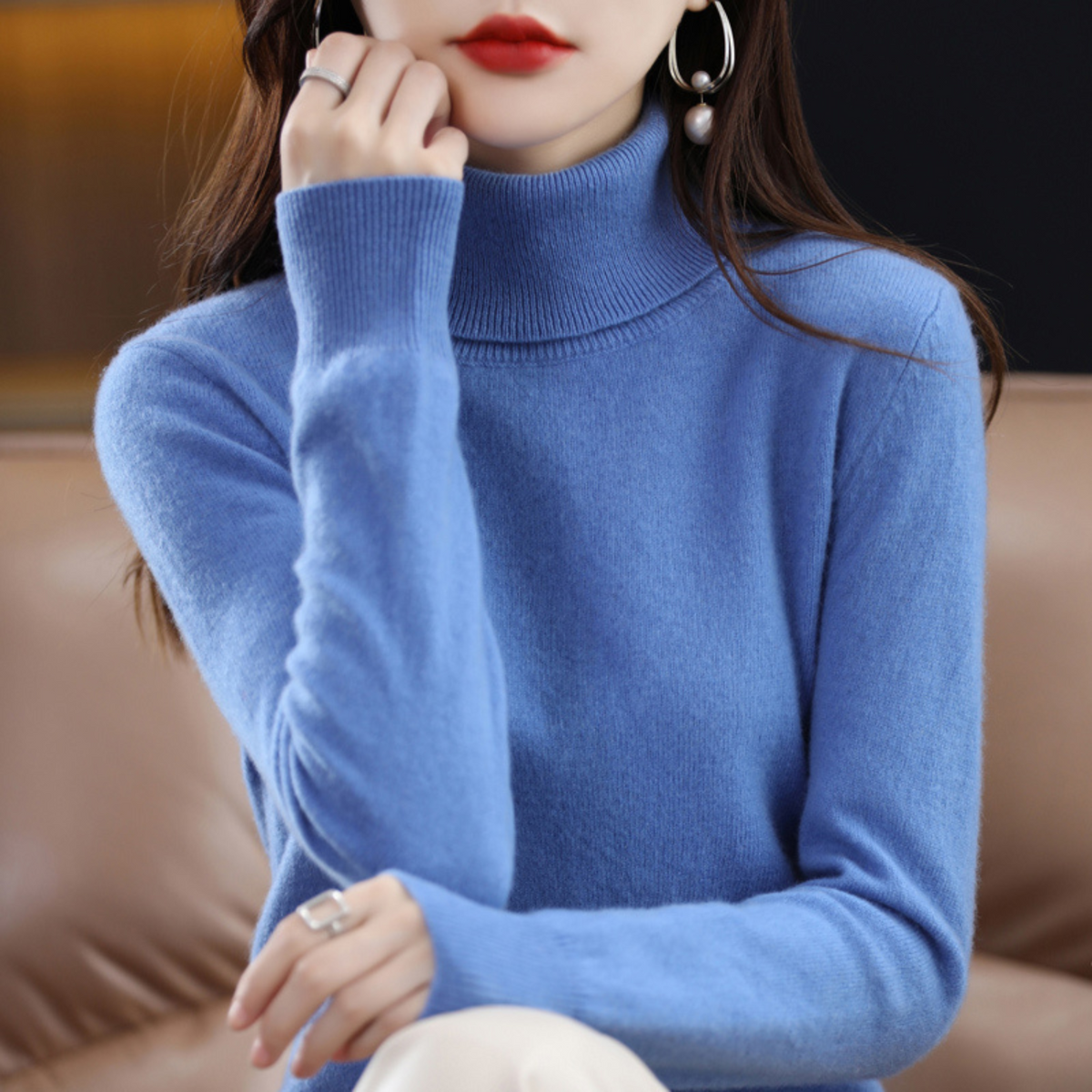 Women's Slim Fit Long Sleeve Turtleneck Sweater