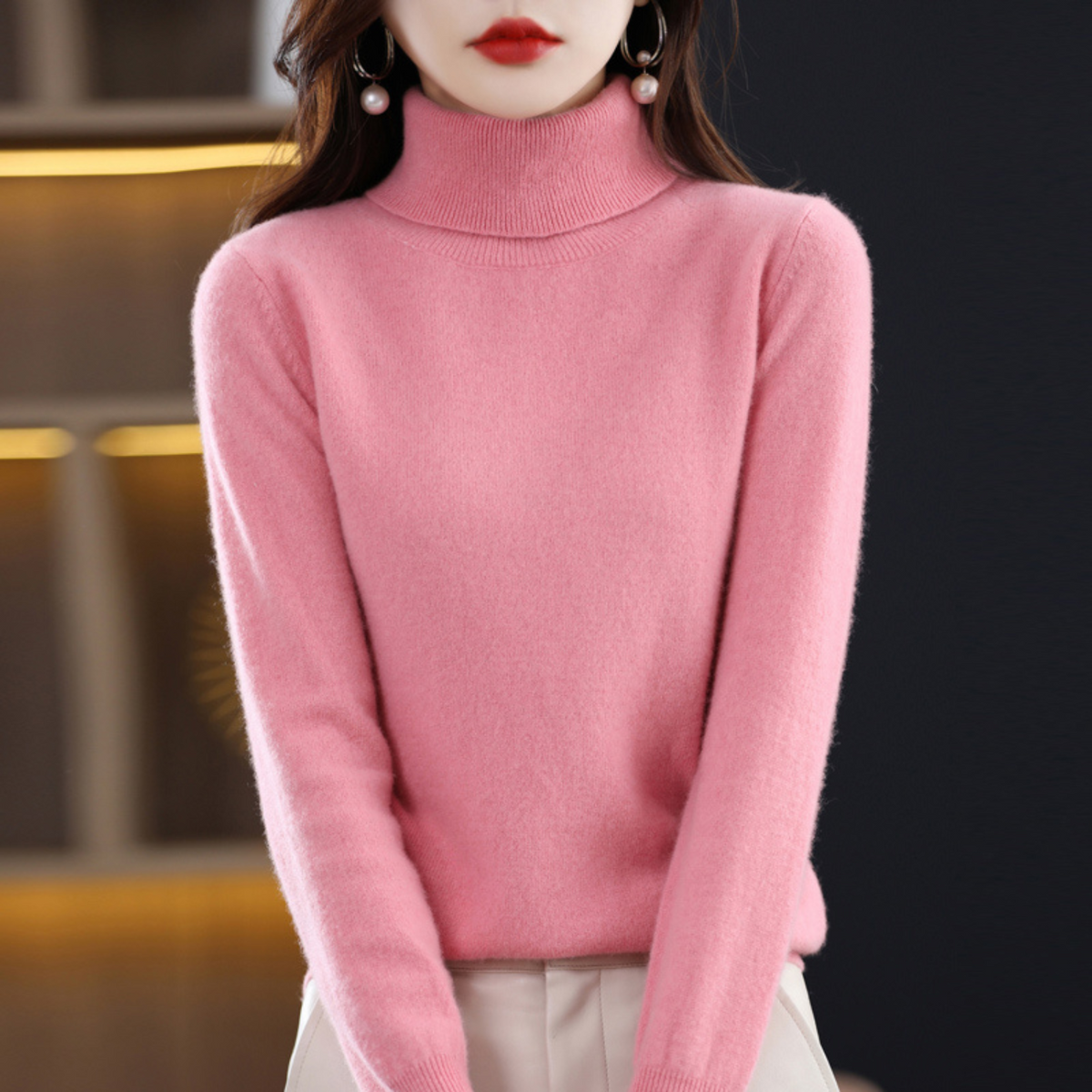 Women's Slim Fit Long Sleeve Turtleneck Sweater