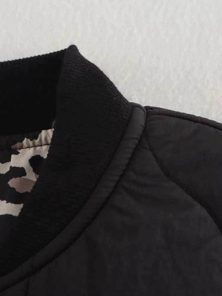 Ladies' Jacket with Leopard Lining for Stylish Autumn and Winter