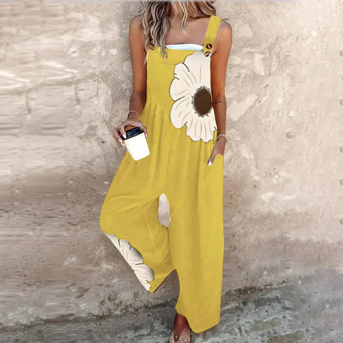 Ladies' Dungarees with Floral Print