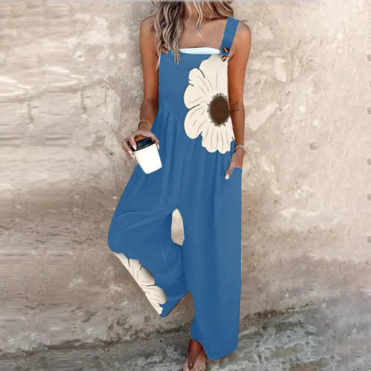 Ladies' Dungarees with Floral Print