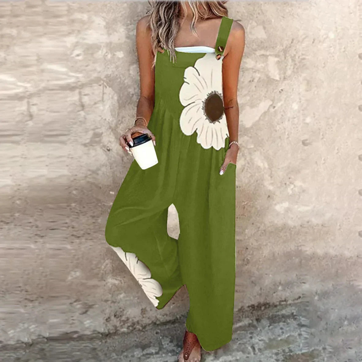 Ladies' Dungarees with Floral Print