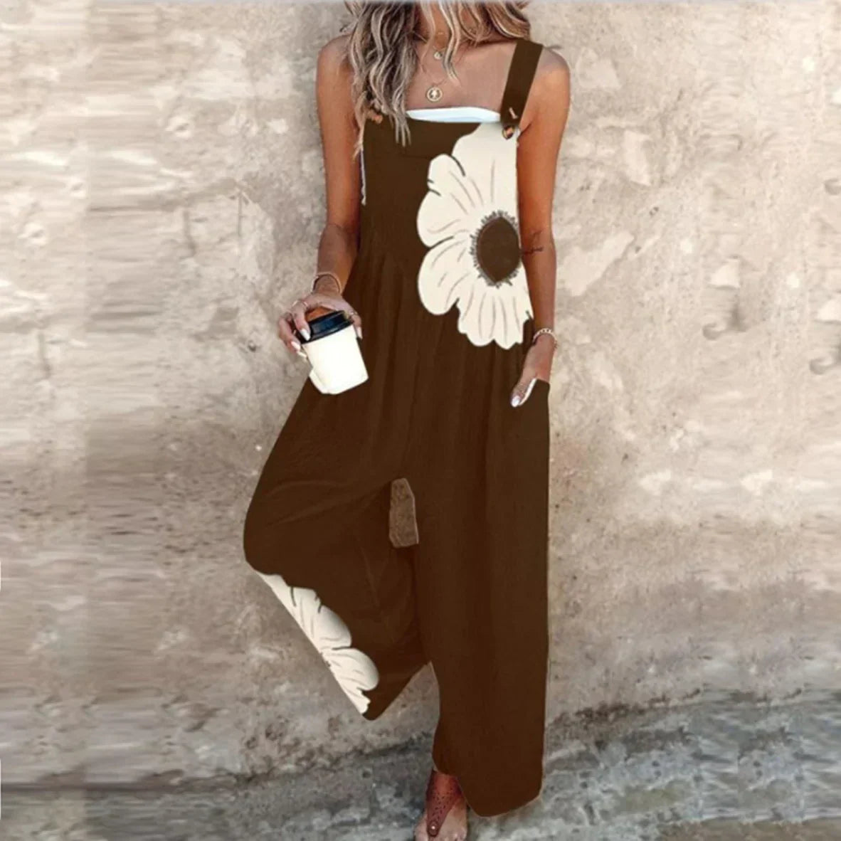 Ladies' Dungarees with Floral Print