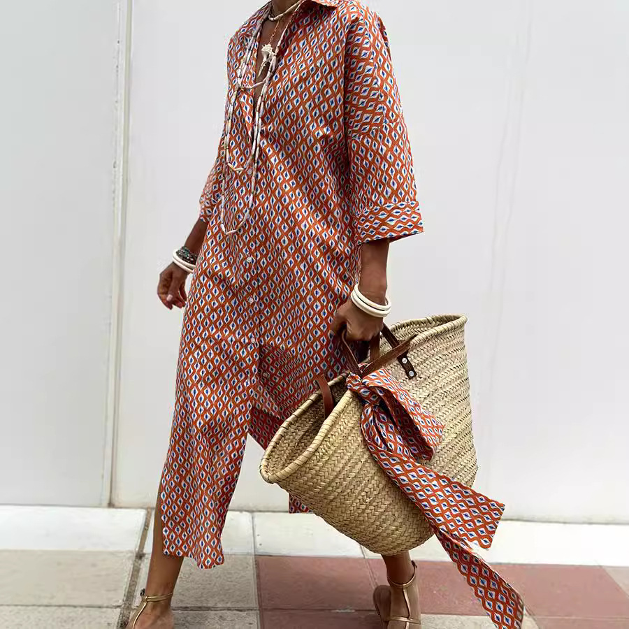 Ladies Striped Shirt Dress