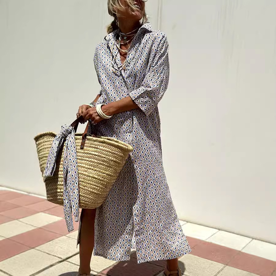 Ladies Striped Shirt Dress