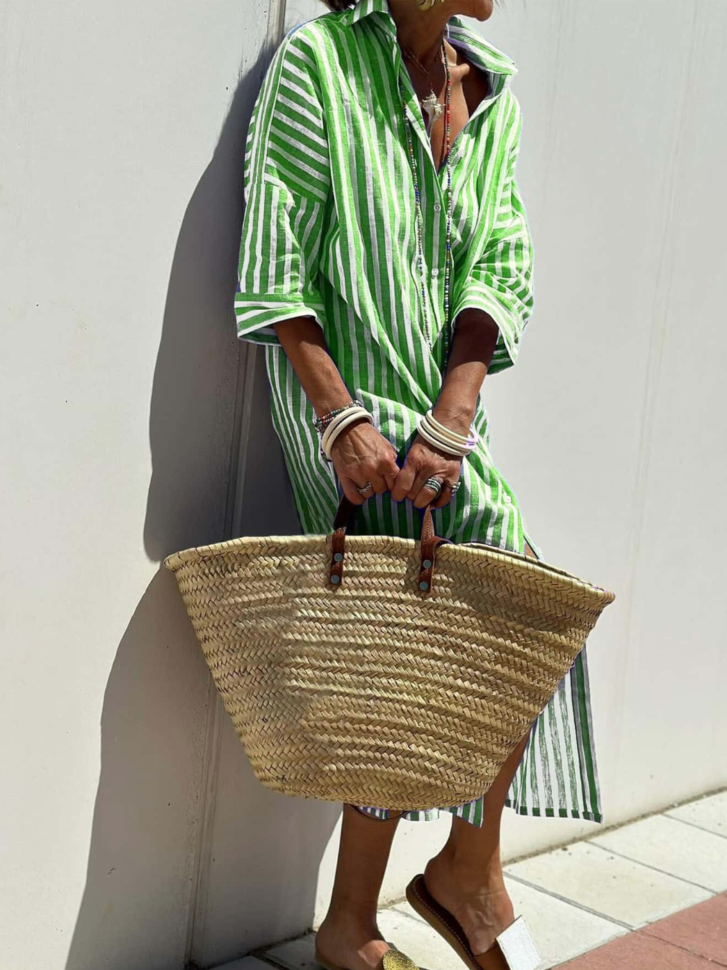 Ladies Striped Shirt Dress
