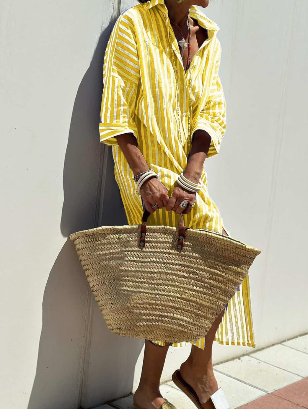 Ladies Striped Shirt Dress