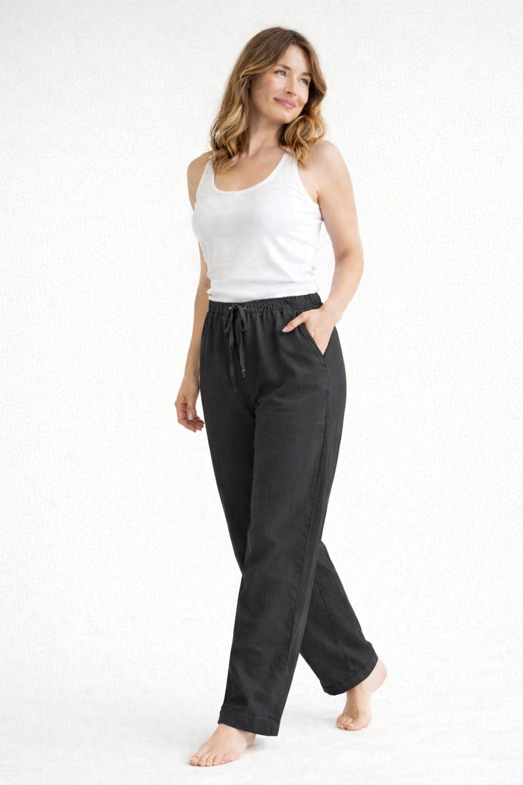 Ladies Linen Trousers with Elasticated Waistband