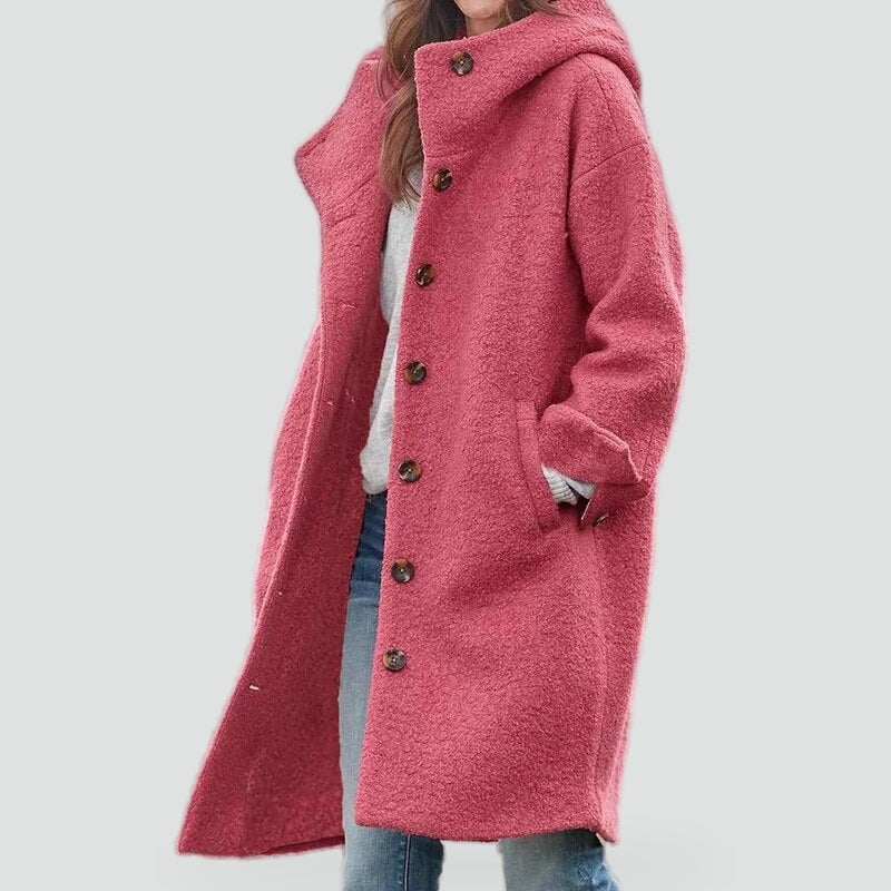 Ladies' Coat with Wool Blend and Hood