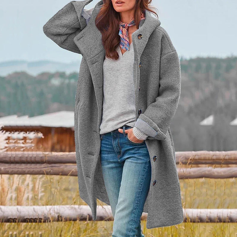 Ladies' Coat with Wool Blend and Hood