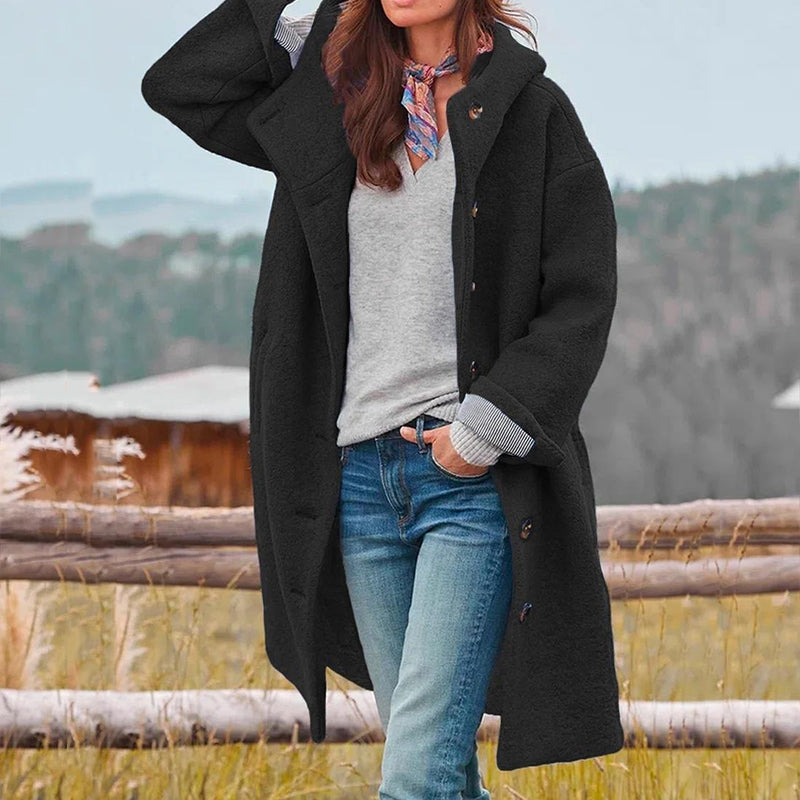 Ladies' Coat with Wool Blend and Hood