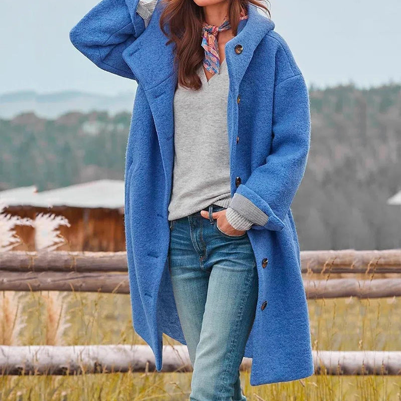 Ladies' Coat with Wool Blend and Hood