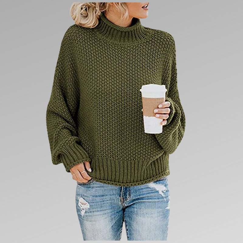 Women's Oversized Roll Neck Sweater with Long Sleeves