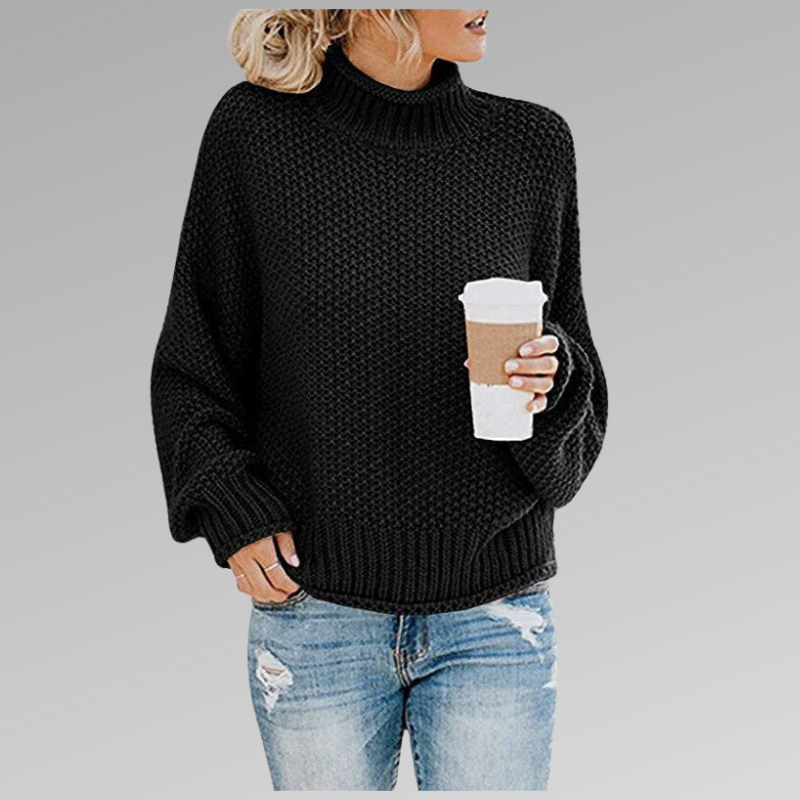 Women's Oversized Roll Neck Sweater with Long Sleeves