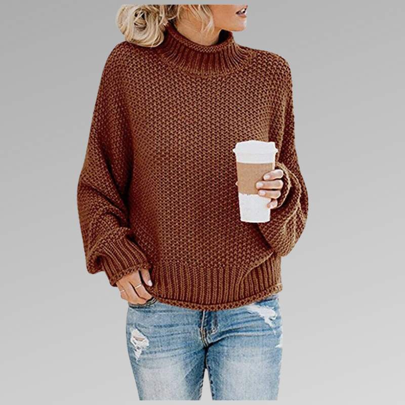 Women's Oversized Roll Neck Sweater with Long Sleeves