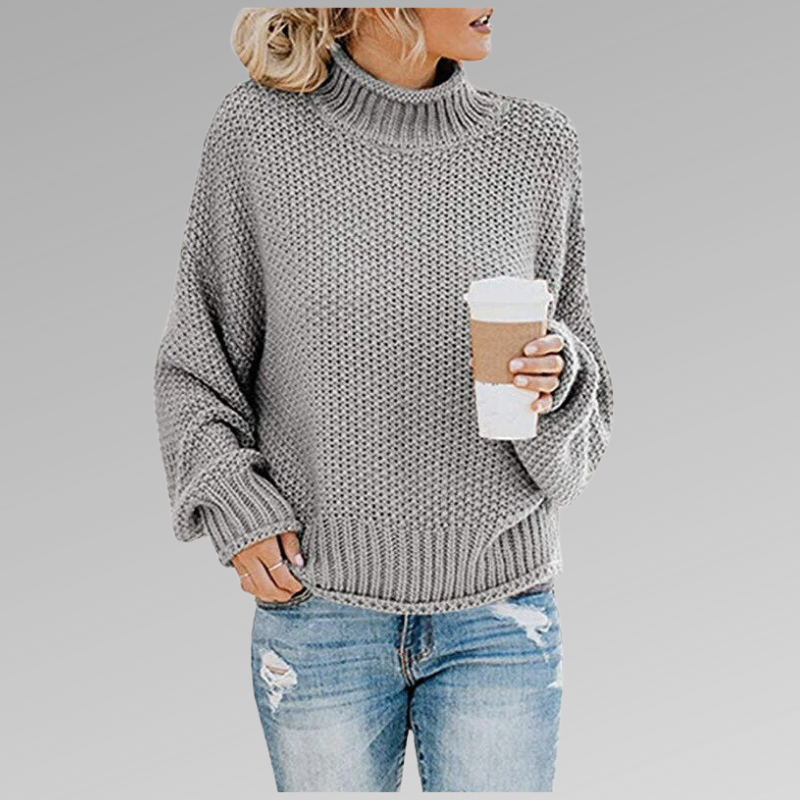 Women's Oversized Roll Neck Sweater with Long Sleeves