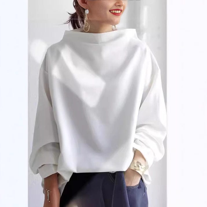 Women's Oversized High-Collar Sweater with Drop Shoulders