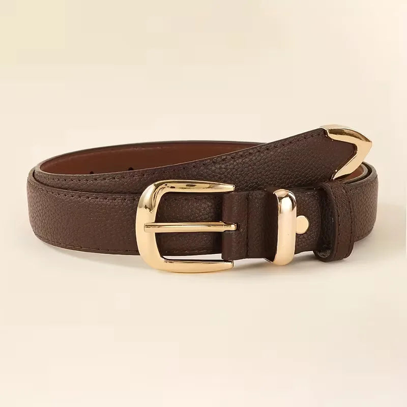 Dames Riem Lychee Textuur Goudkleurige Gesp