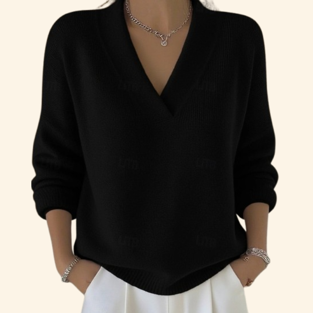 Women's Oversized V-Neck Long Sleeve Sweater