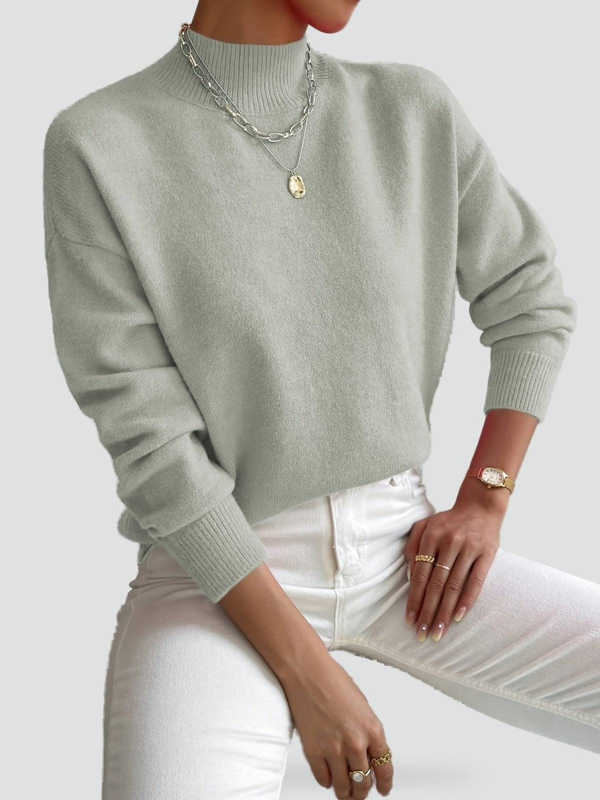 Ladies' Jumper with Elegant Collar and Soft Knit for Winter Days