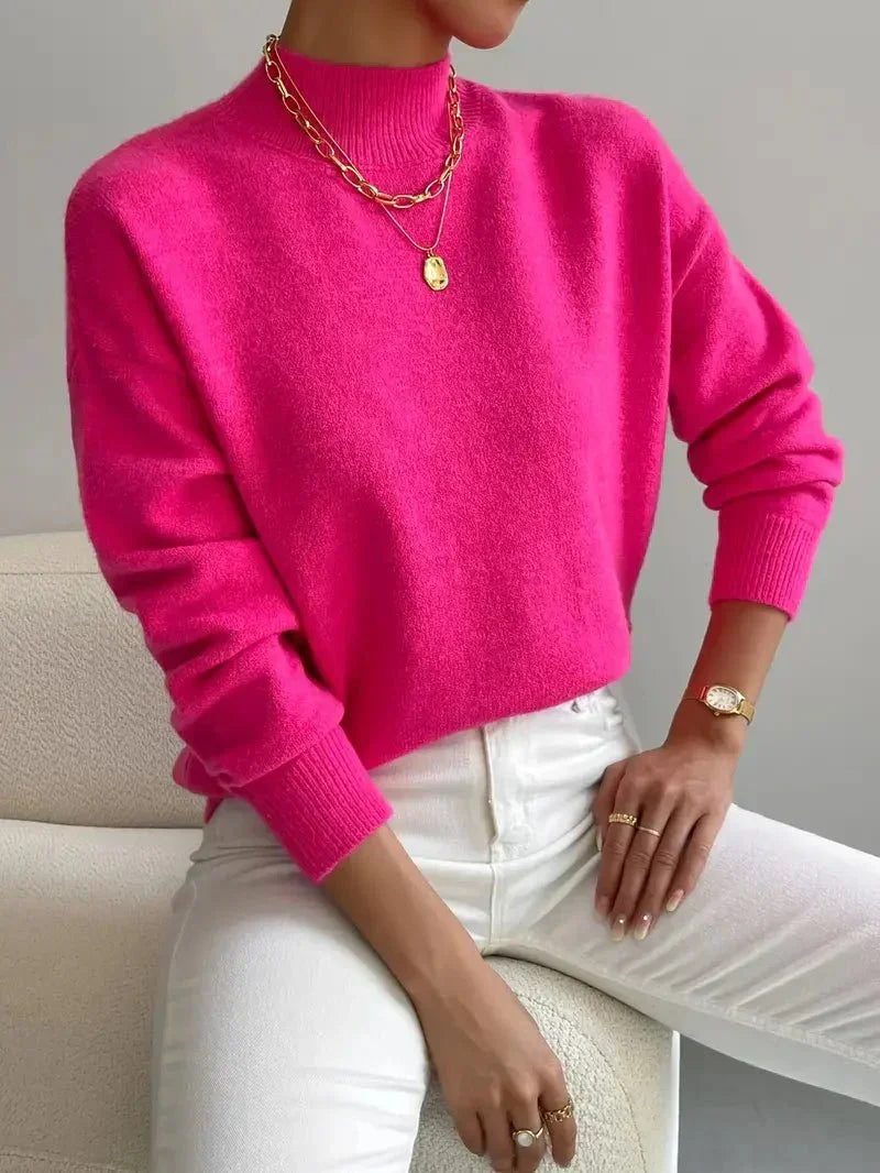 Ladies' Jumper with Elegant Collar and Soft Knit for Winter Days