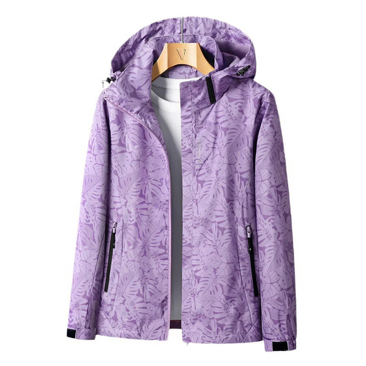 Ladies Waterproof Windbreaker with Hood and Zipped Pocket