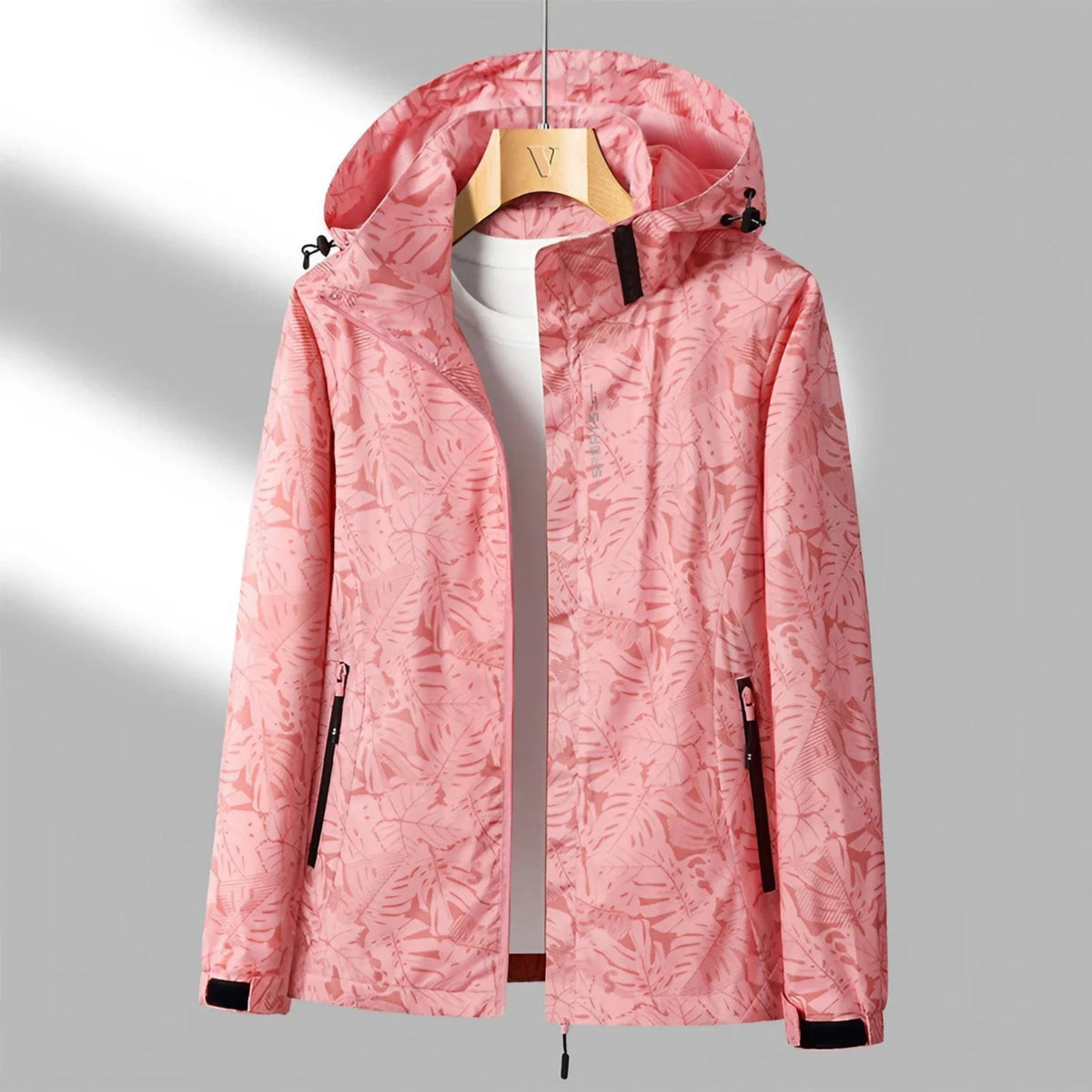 Ladies Waterproof Windbreaker with Hood and Zipped Pocket