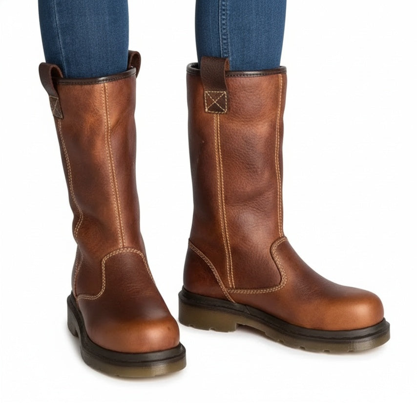 Women's Mid-Calf Winter Boots with Slip-On Design and Foldable Cuff