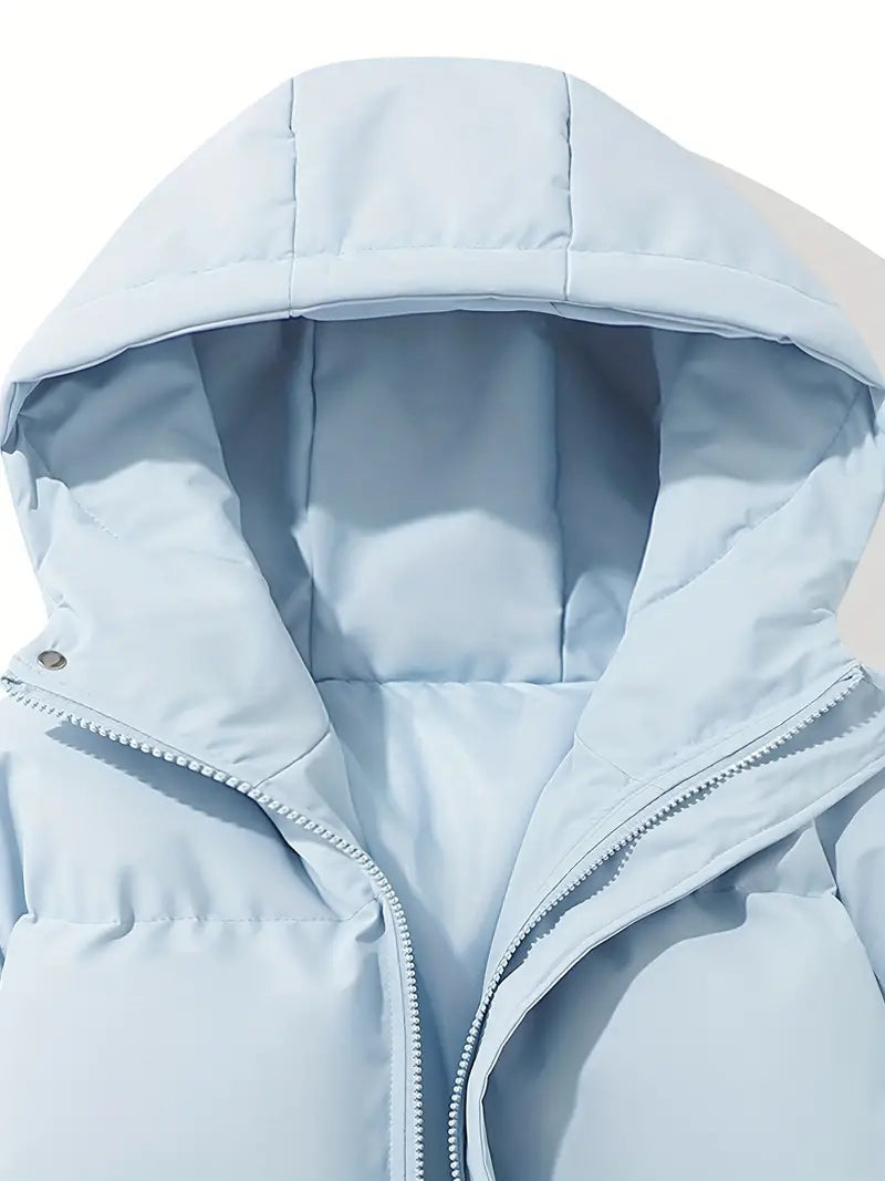 Ladies' winter coat with elegant fit and lined hood for warmth