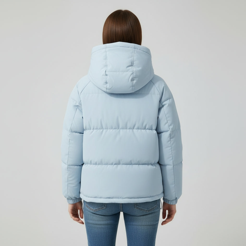 Ladies' winter coat with elegant fit and lined hood for warmth