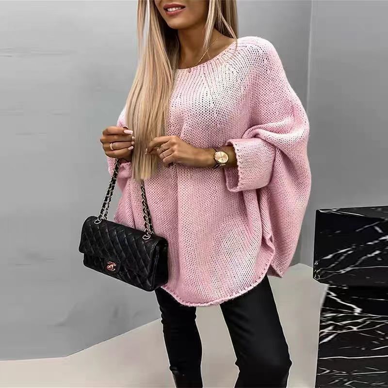 Sara | Women's Oversized Knitted Poncho Jumper with Batwing Sleeves