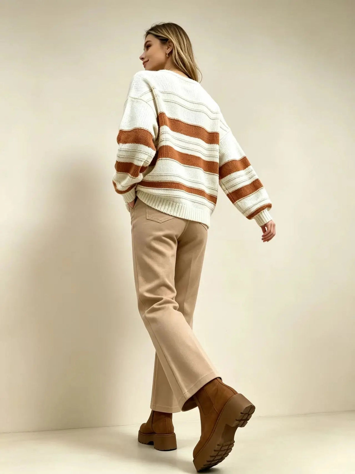 Women's Loose Striped Jumper in Soft Knit