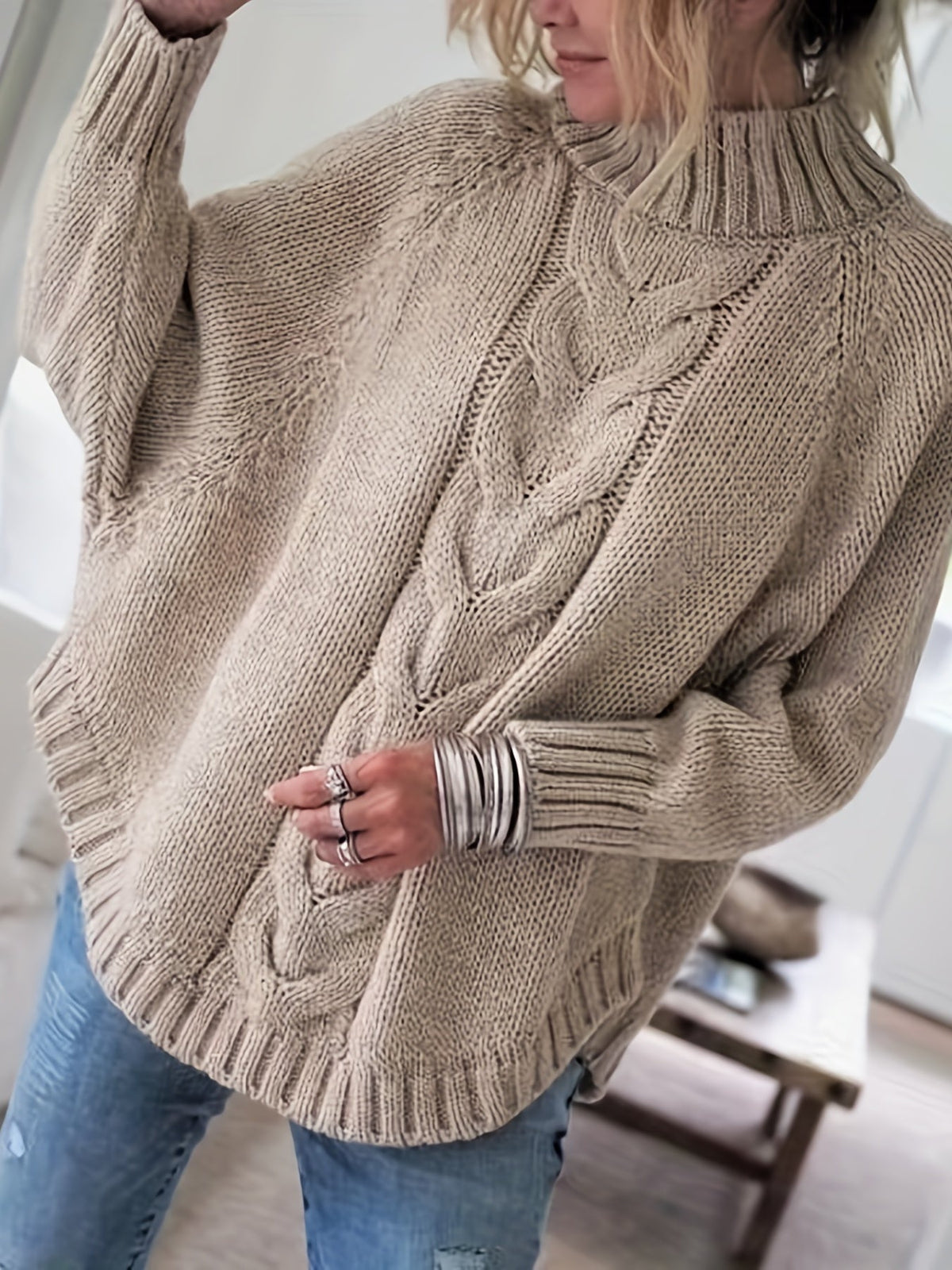 Vintage High-Collar Sweater for Women