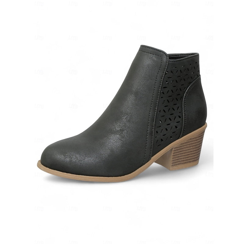 Adrienne | Ankle Boots with Cutout Design and Block Heels
