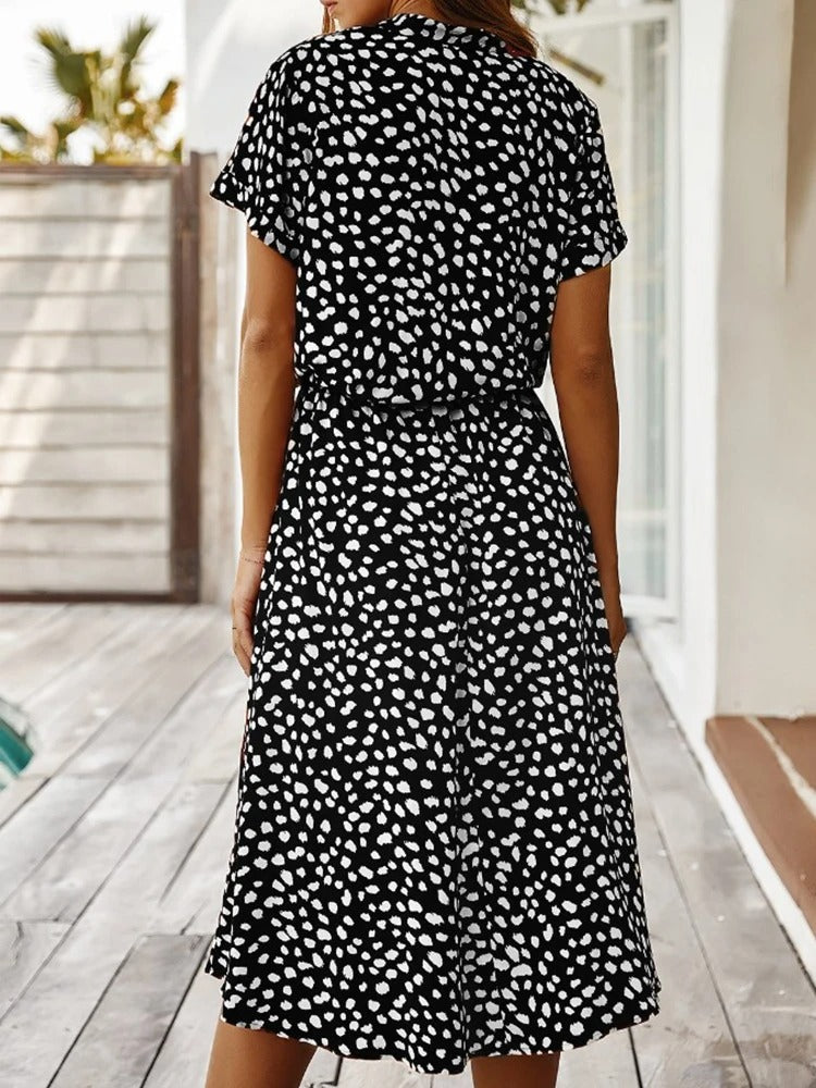Nomi – Women’s Midi Dress with Adjustable Waist and Summer Print