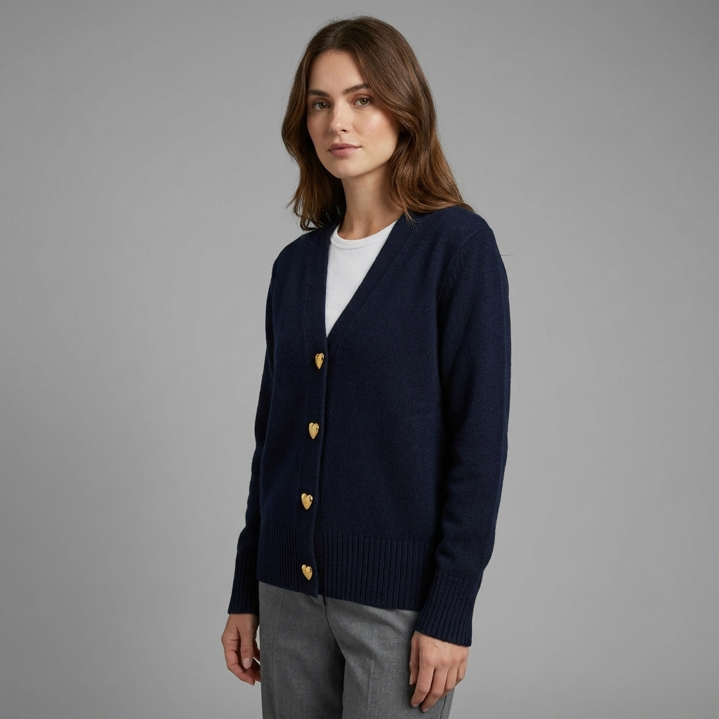 Ladies' Regular Fit V-Neck Button Closure Long Sleeve Casual Autumn Cardigan