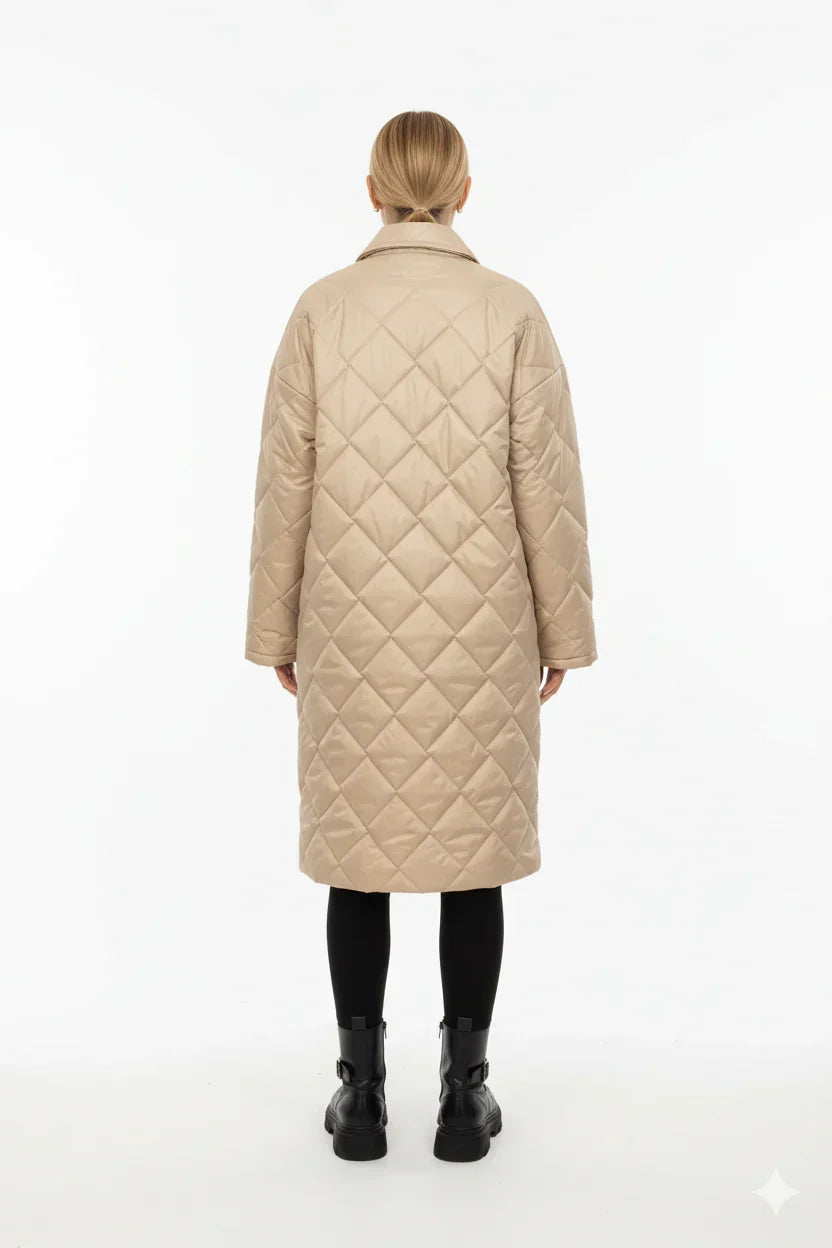 Long Padded Coat for Women Reversible with Leopard Print