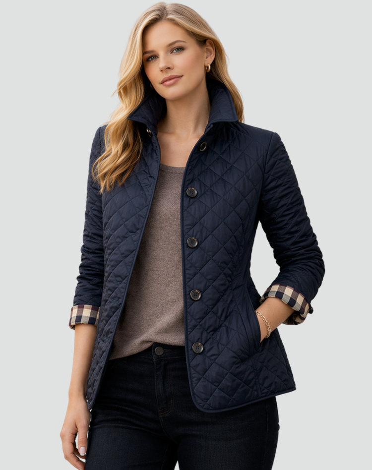 Ladies' Mid-Season Jacket Regular Fit Quilted with Collar and Buttons