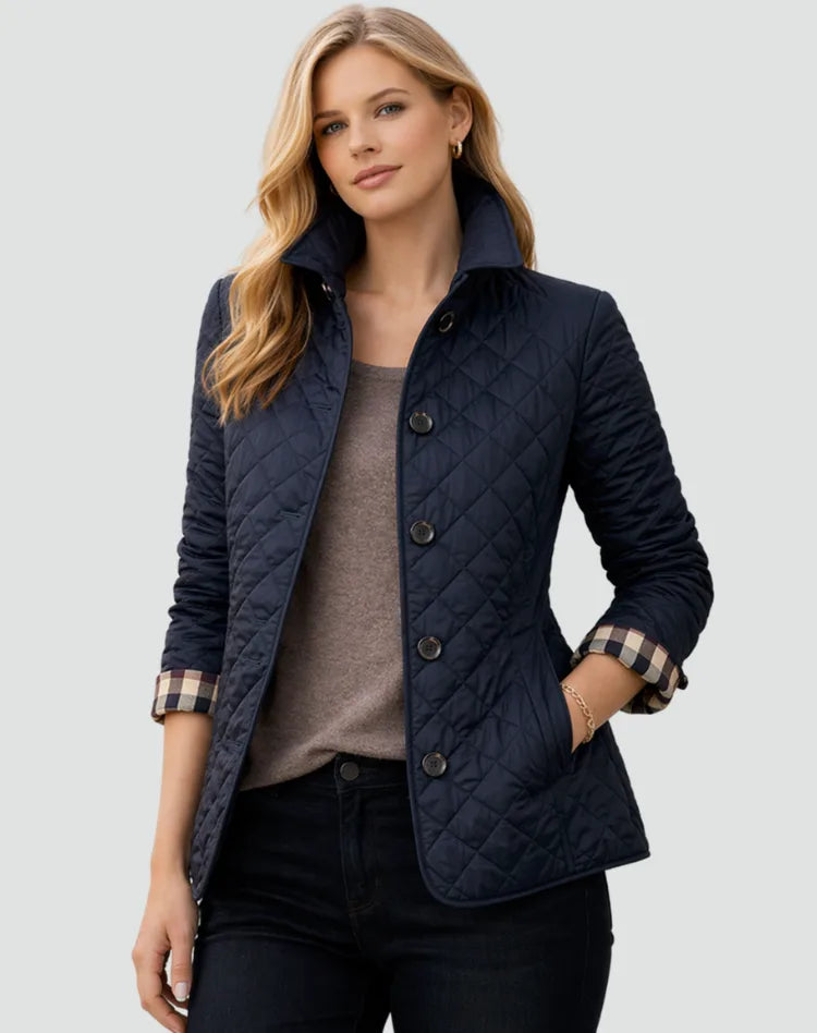 Quilted Women's Jacket with Check Pattern