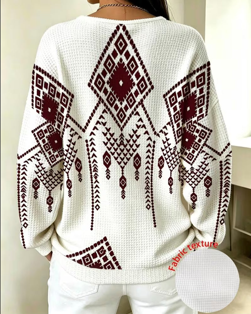 Casual Sweatshirt with Bohemian Print
