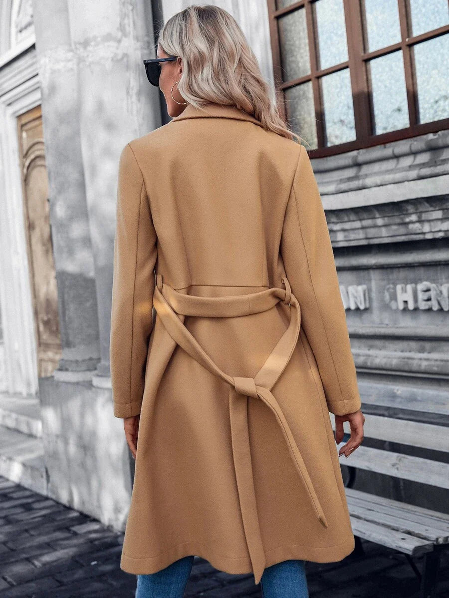 Ladies' Regular Fit Padded A-Line Coat with Double Buttons