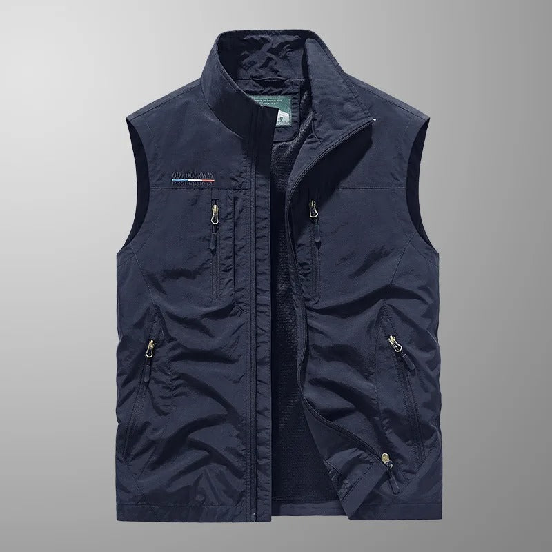Men's Bodywarmer with Zip and Stand-Up Collar Outdoor Gilet