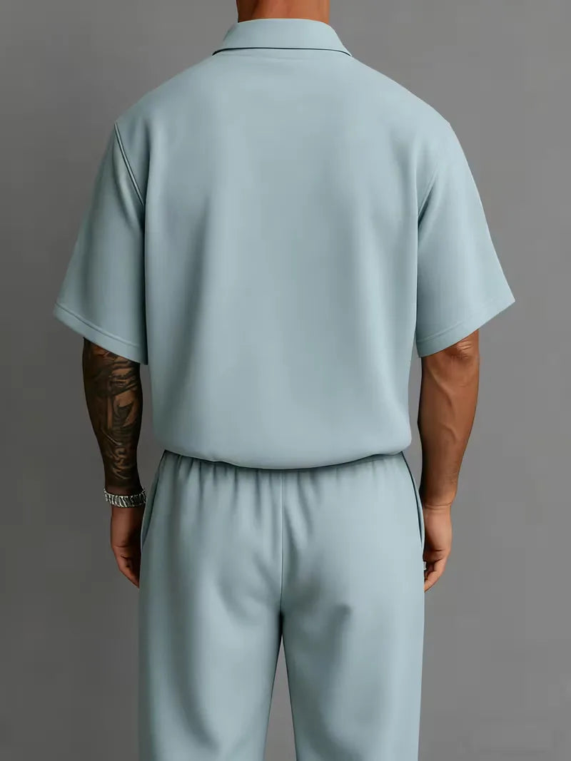 Men's Set with V-Neck and Straight Trousers