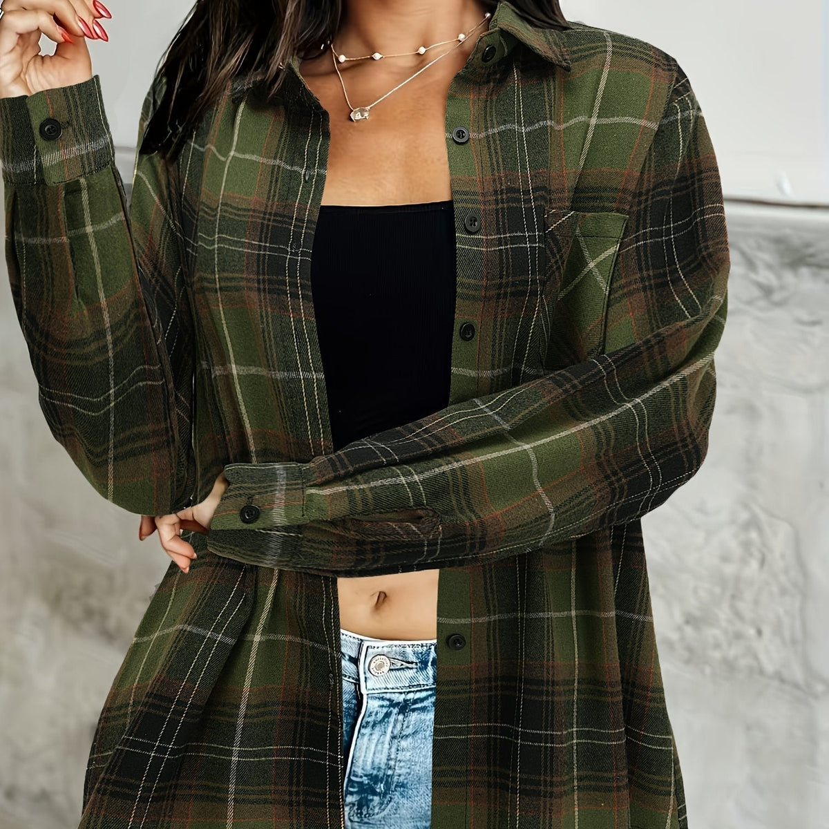 Danica | Extended Length Checkered Shirt