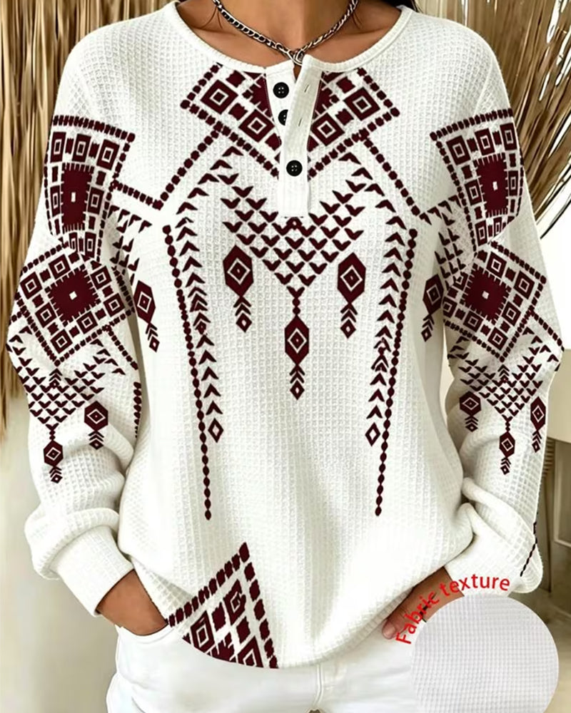 Casual Sweatshirt with Bohemian Print