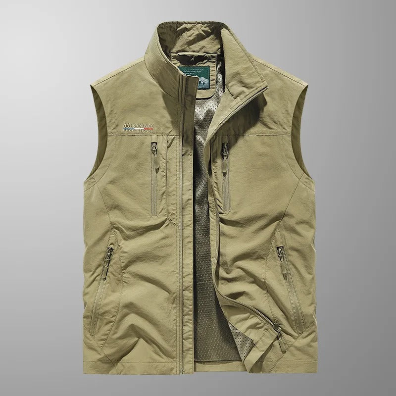 Men's Bodywarmer with Zip and Stand-Up Collar Outdoor Gilet